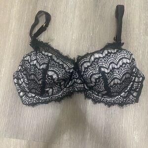 Mimi Holliday Black Lace Push Up Bra 36D